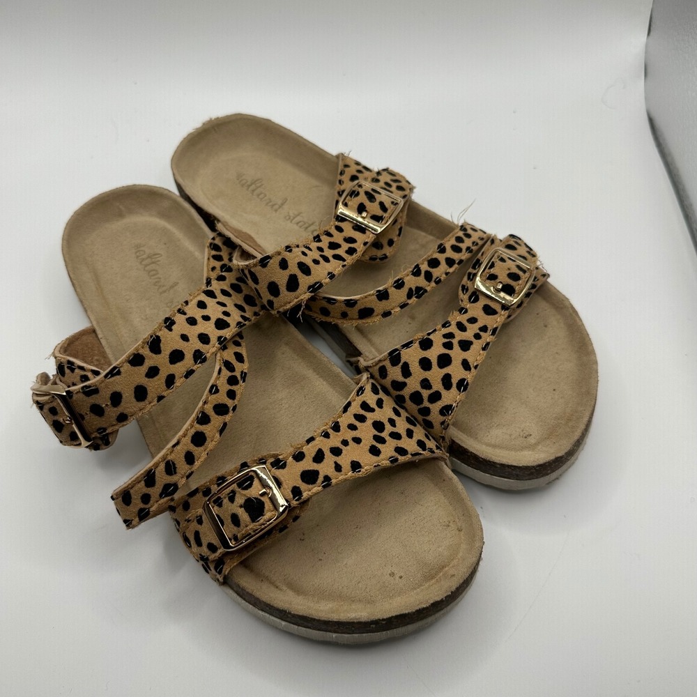Altar's State Leopard Print Double Strap Cork Footbed Sandals Women Size 6